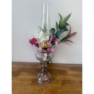 Antique Uranium Glass Oil Lamp Bead Petal Canadian Vintage Glow Pattern Clear